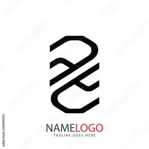 Abstract black and white vector illustration for a Japanese kanji business logo design concept