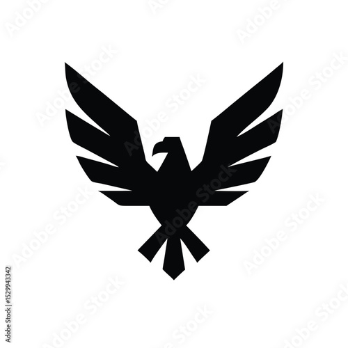 Battle ready eagle logo with spread wings and sharp beak vector illustration