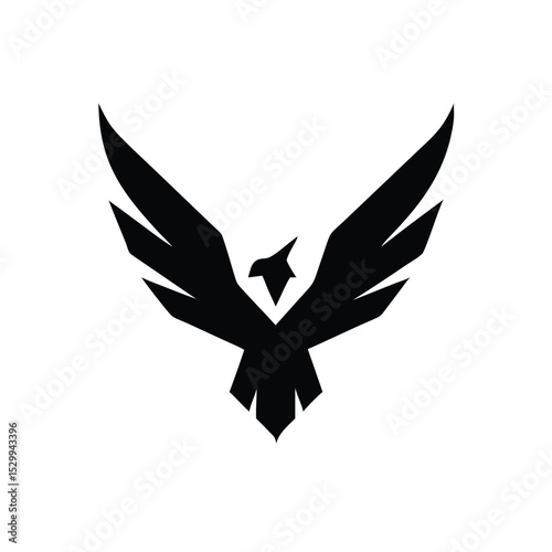 Powerful battle ready eagle logo with spread wings and sharp beak vector illustration