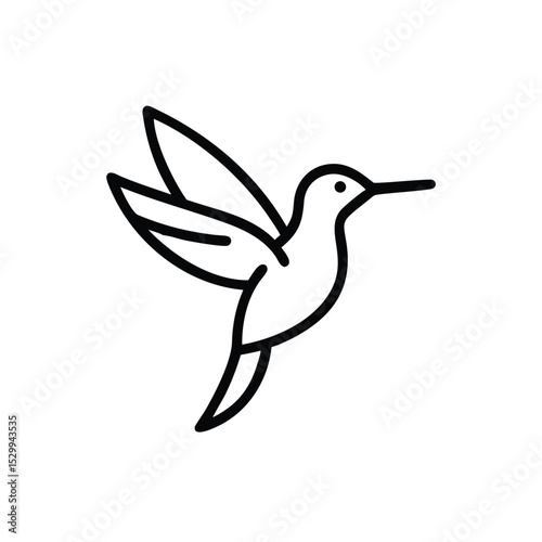 Corporate hummingbird logo in thin line art vector illustration