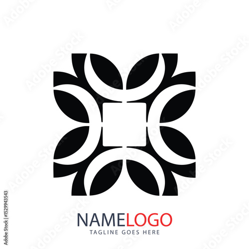Abstract company logo design featuring a black spider icon vector illustration, a decorative insect animal symbol