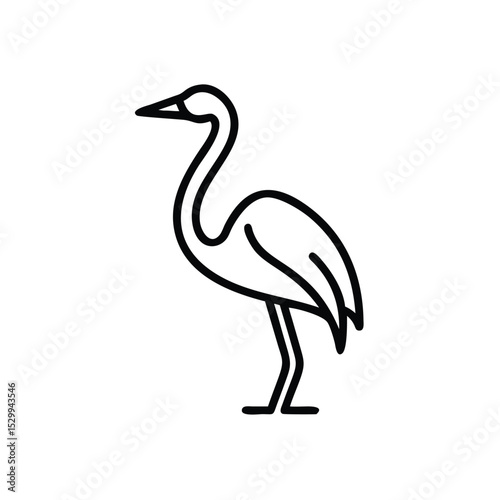 Japanese minimalist style crane bird logo vector illustration