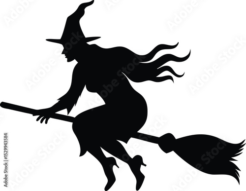halloween witch broom silhouette