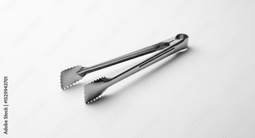 Stainless steel kitchen tong utensil on white background Stainless steel kitchen tong utensil on white background