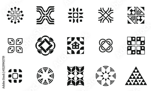A collection of diverse abstract black and white patterns featuring geometric shapes and intricate designs, showcasing creativity and artistic expression.