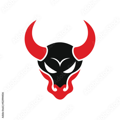 aggressive red black bull vector illustration