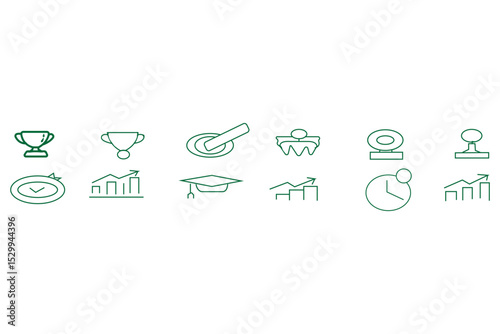 le
Graduation Cap Icon Set – Black Silhouette and Outline Styles on White Background
