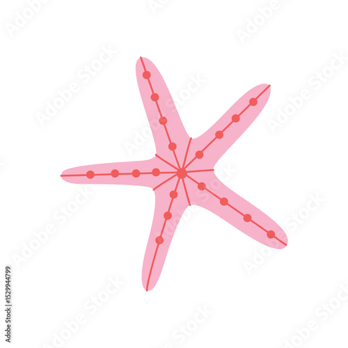 Cute Pink Starfish Vector Illustration on White Background