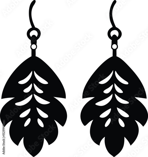 leaf laser cut earrings template silhouette 