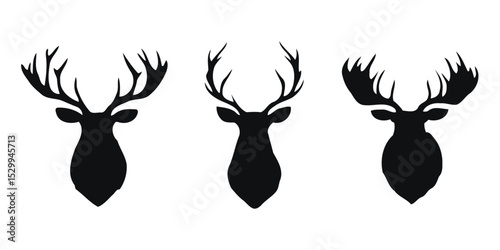 Elk head black silhouette collection isolated