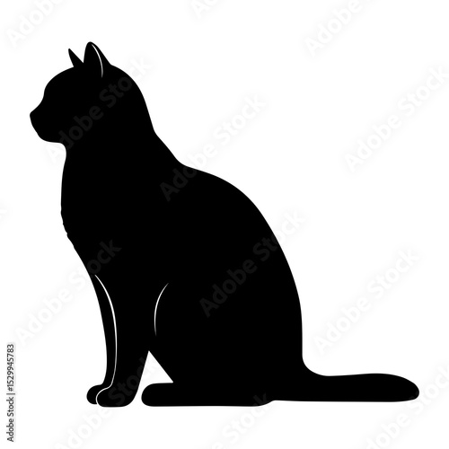 Silhouette of a Sitting Cat – Minimal Pet Animal Design

