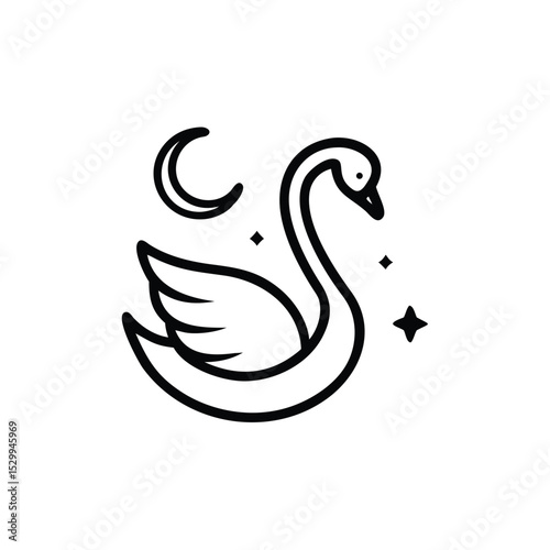 dreamlike swan moonlight blend vector illustration
