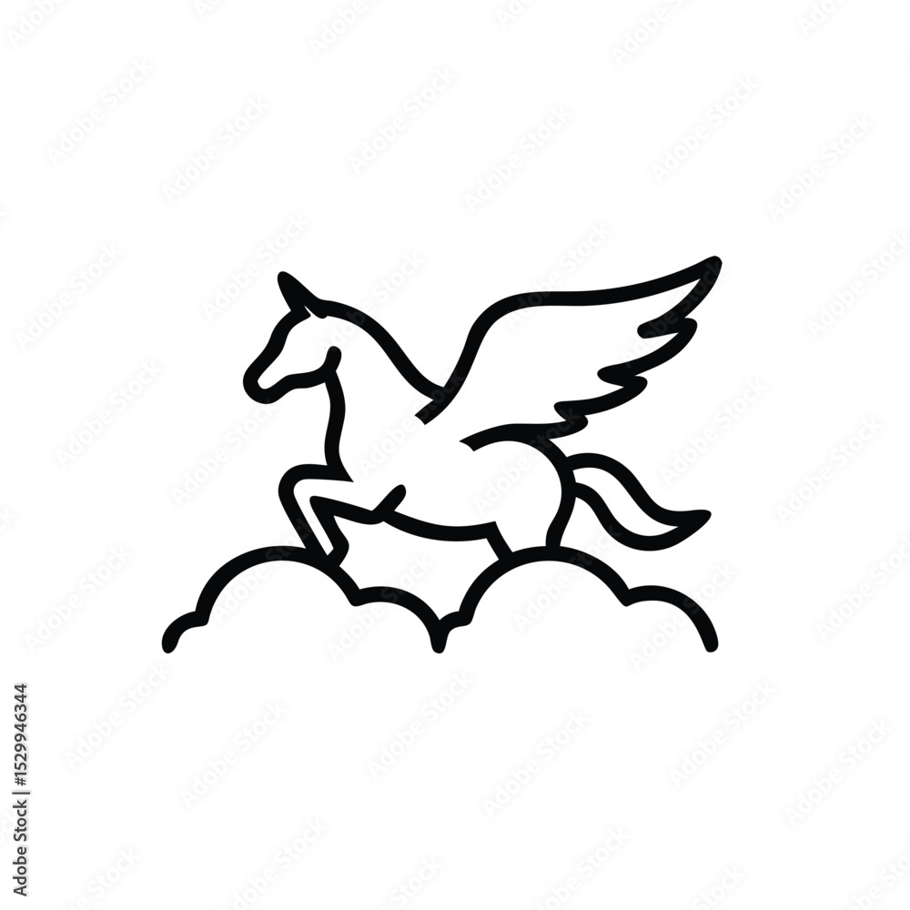 Fototapeta premium soaring pegasus cloud flight vector illustration