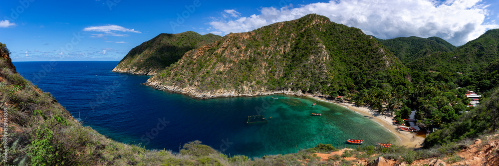 Naklejka premium Panoramic view of Tuja, a beach in Aragua state, Venezuela