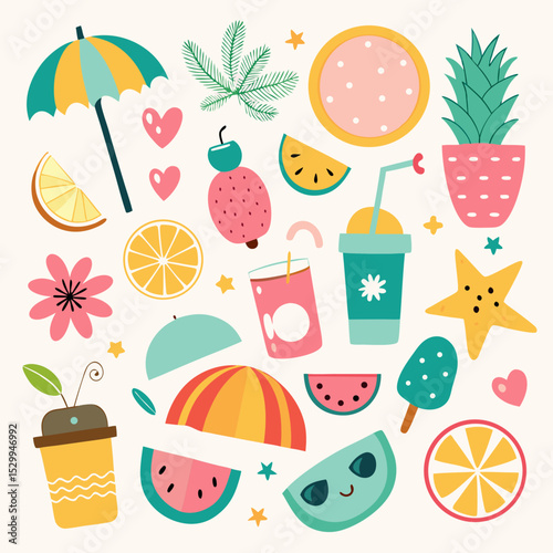summer icons set