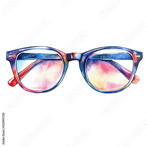 watercolor of Glasses, vector, isolated on a white background.