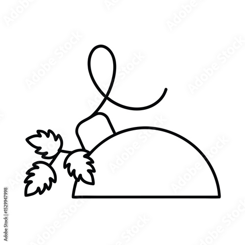 vineyard harvester line art on white background