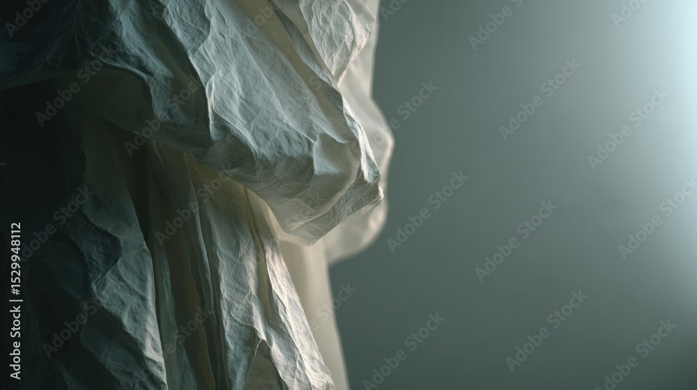 Close-up of draped, wrinkled fabric. Close-up of draped, wrinkled fabric.