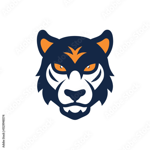 focused tiger face fierce look vector illustration