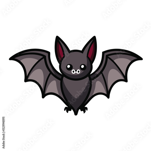 Creepy Bat with Spread Wings – Vector Illustration
