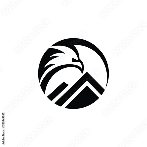 mountain peak eagle head merge vector illustration