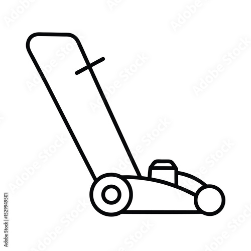 rotary mower line art on white background
