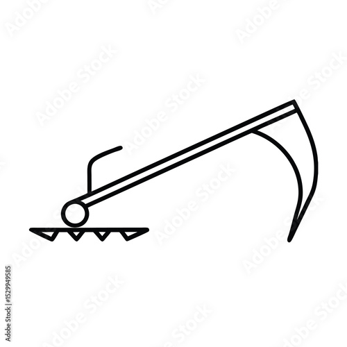 ridge plough line art on white background