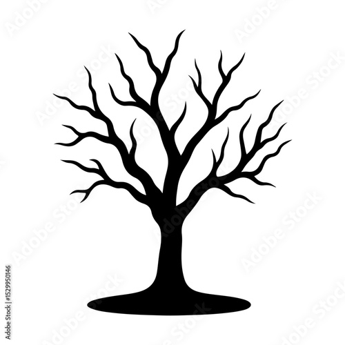 Bare Tree Silhouette for Halloween – Spooky Dead Tree Vector. 