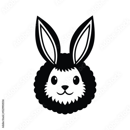 fluffy minimal bunny mascot logo vector illustration