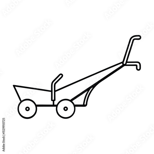 mouldboard plough line art on white background