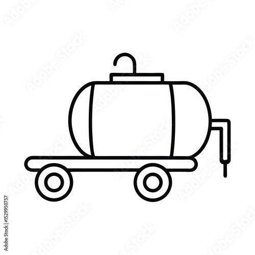 mobile irrigation tank line art on white background