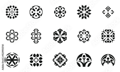 A striking collection of black and white geometric patterns, featuring intricate designs that evoke a sense of creativity and modernity.