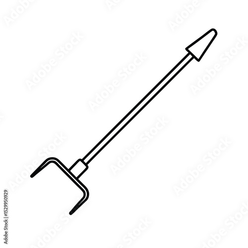 mechanical weeder line art on white background