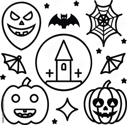 Halloween Symbol Pack – Scary Vector in Black & Orange
