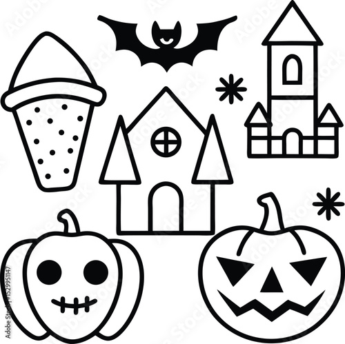 Halloween Decorative Symbols – Flat Style in  EPS
