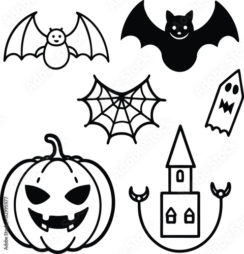 Halloween Vektor Icons – Schwarz und Orange Designpack
