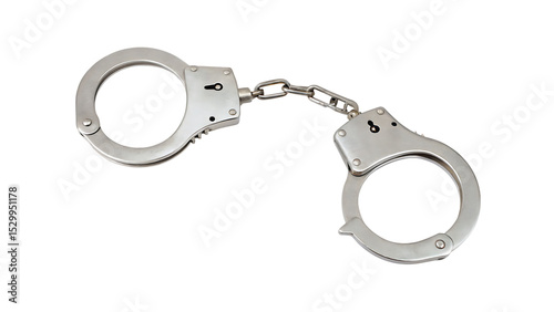 Metal handcuffs isolated on a white background png ai generated