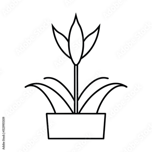 maize planter line art on white background