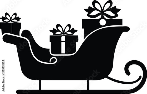 santa s sleigh with gift silhouette