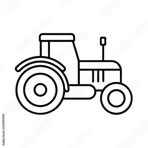 industrial tractor line art on white background