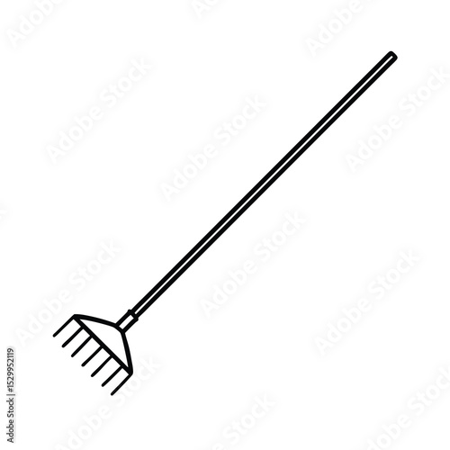 hay rake line art on white background