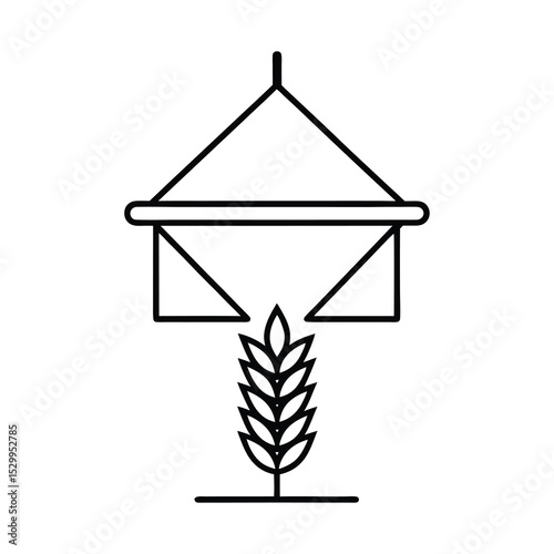 grain feeder line art on white background