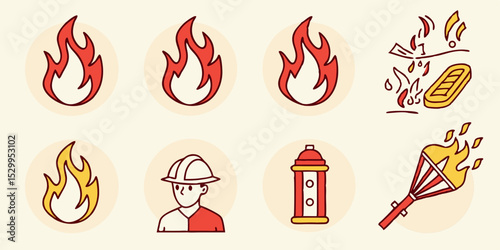 Fire icon vector set