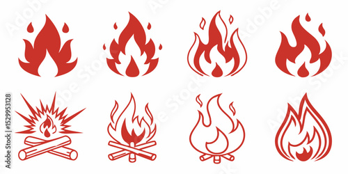 Fire icon vector set