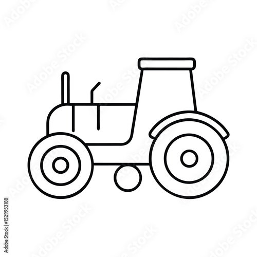 garden tractor line art on white background