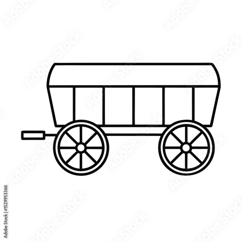 forage wagon line art on white background
