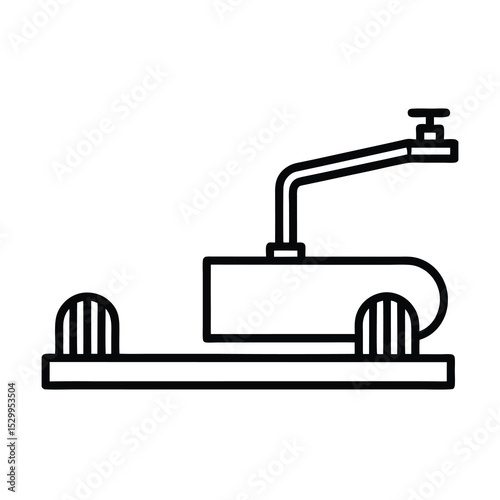 field drainage machine line art on white background
