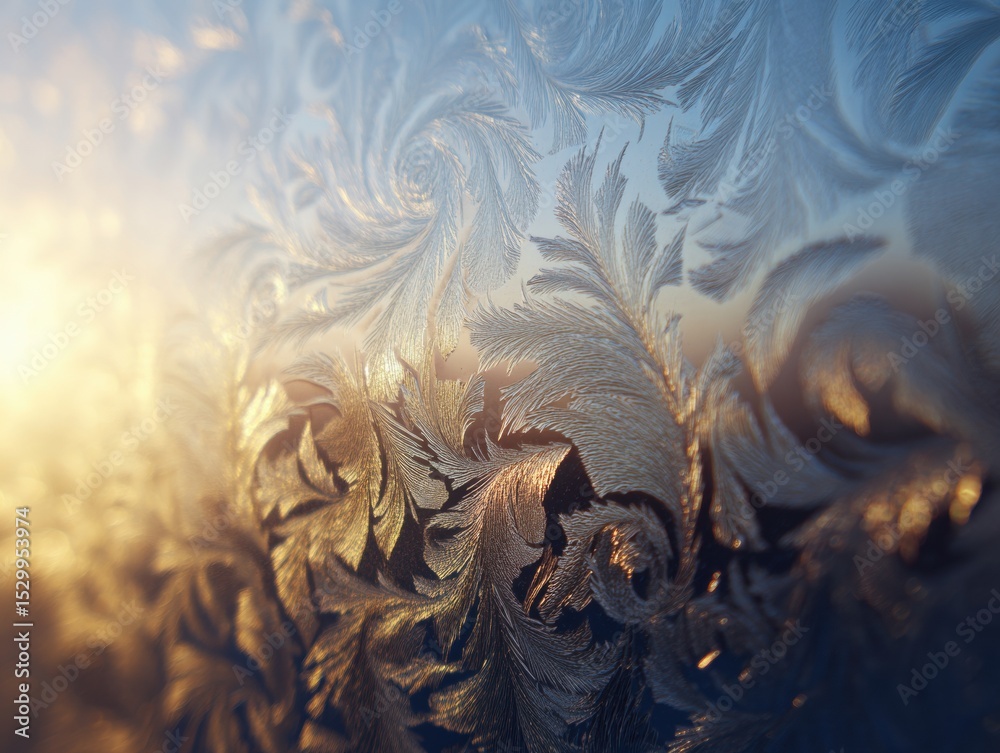 Obraz premium Intricate frost patterns on a window pane.