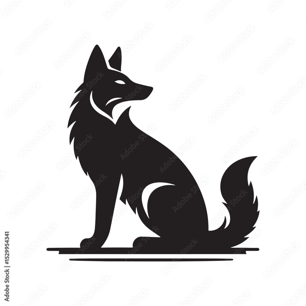 Fototapeta premium Mysterious Jackal Vector Silhouette Design – Wild Canine Outline for Safari Art, Tribal Decor, Wildlife Posters, Hunting Graphics, Nature Clipart, and Cricut or Tattoo Projects 