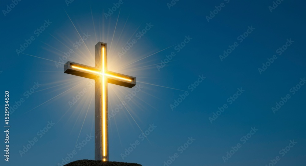 Radiant cross against a clear sky Radiant cross against a clear sky